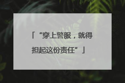 “穿上警服，就得担起这份责任”