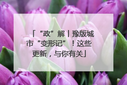 “政”解丨豫版城市“变形记”！这些更新，与你有关