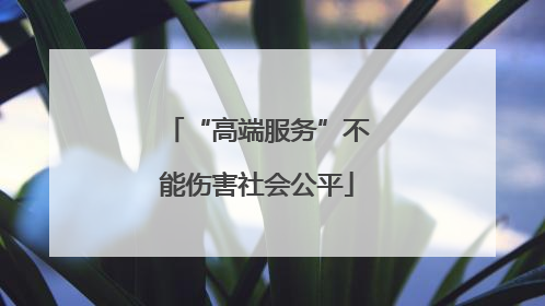 “高端服务”不能伤害社会公平