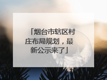 烟台市辖区村庄布局规划，最新公示来了