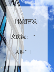 特朗普发文庆祝：“大胜”