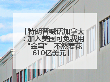 特朗普喊话加拿大：加入美国可免费用“金穹” 不然要花610亿美元