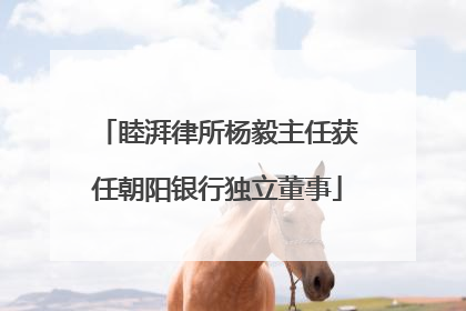 睦湃律所杨毅主任获任朝阳银行独立董事