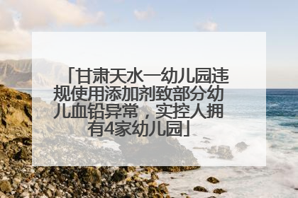 甘肃天水一幼儿园违规使用添加剂致部分幼儿血铅异常，实控人拥有4家幼儿园