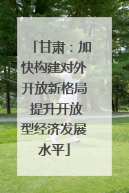 甘肃：加快构建对外开放新格局 提升开放型经济发展水平