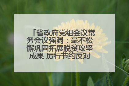 省政府党组会议常务会议强调：毫不松懈巩固拓展脱贫攻坚成果 厉行节约反对浪费弘扬优良作风