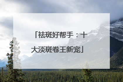 祛斑好帮手：十大淡斑卷王新宠