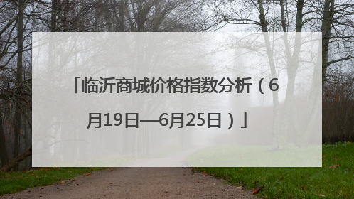 临沂商城价格指数分析（6月19日—6月25日）