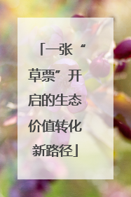 一张“草票”开启的生态价值转化新路径