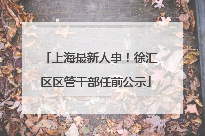 上海最新人事！徐汇区区管干部任前公示