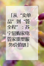 从“卖单品”到“管全程”：苏宁易购家电管家重塑服务价值链