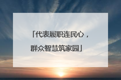 代表履职连民心，群众智慧筑家园