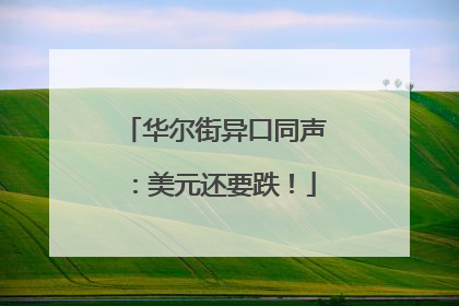 华尔街异口同声：美元还要跌！
