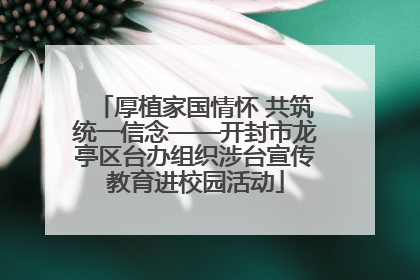 厚植家国情怀 共筑统一信念——开封市龙亭区台办组织涉台宣传教育进校园活动