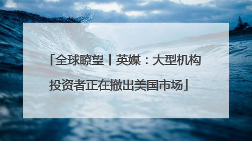 全球瞭望丨英媒：大型机构投资者正在撤出美国市场