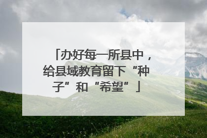 办好每一所县中，给县域教育留下“种子”和“希望”