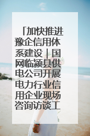 加快推进豫企信用体系建设｜国网临颍县供电公司开展电力行业信用企业现场咨询访谈工作