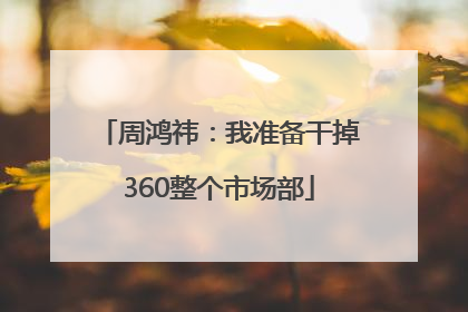 周鸿祎：我准备干掉360整个市场部