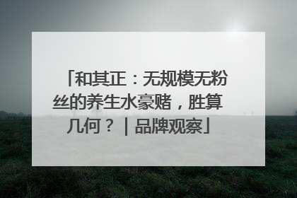 和其正：无规模无粉丝的养生水豪赌，胜算几何？｜品牌观察