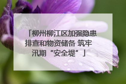 柳州柳江区加强隐患排查和物资储备 筑牢汛期“安全堤”
