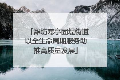 潍坊寒亭固堤街道以全生命周期服务助推高质量发展