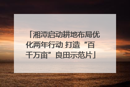 湘潭启动耕地布局优化两年行动 打造“百千万亩”良田示范片