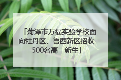 菏泽市万福实验学校面向牡丹区、鲁西新区招收500名高一新生