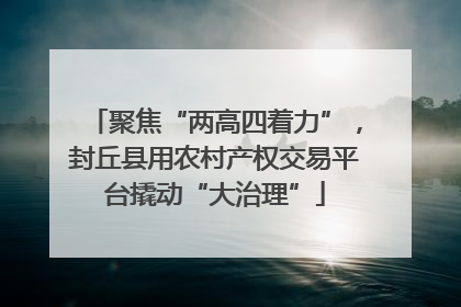 聚焦“两高四着力”，封丘县用农村产权交易平台撬动“大治理”