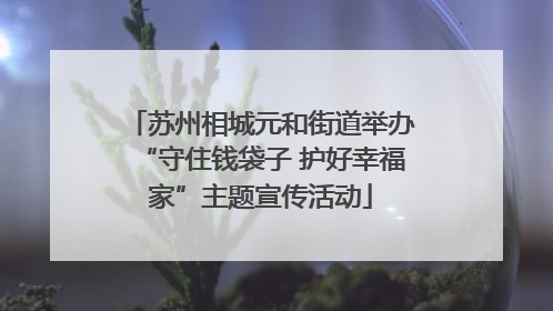 苏州相城元和街道举办“守住钱袋子 护好幸福家”主题宣传活动