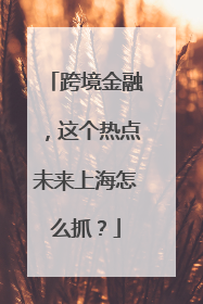 跨境金融，这个热点未来上海怎么抓？