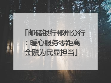 邮储银行郴州分行：暖心服务零距离 金融为民显担当