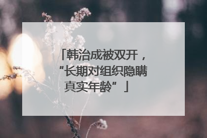 韩治成被双开，“长期对组织隐瞒真实年龄”