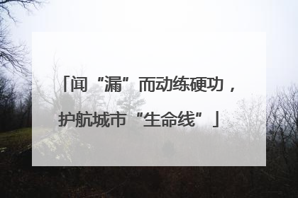 闻“漏”而动练硬功，护航城市“生命线”