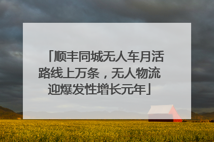 顺丰同城无人车月活路线上万条，无人物流迎爆发性增长元年