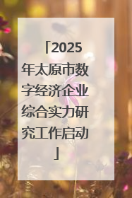 2025年太原市数字经济企业综合实力研究工作启动